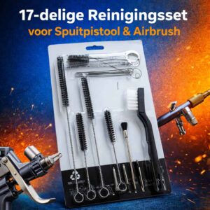 17 delige reinigingsset voor spuitpistool & airbrush