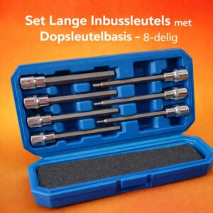set lange inbussleutels met dopsleutelbasis – 8 delig